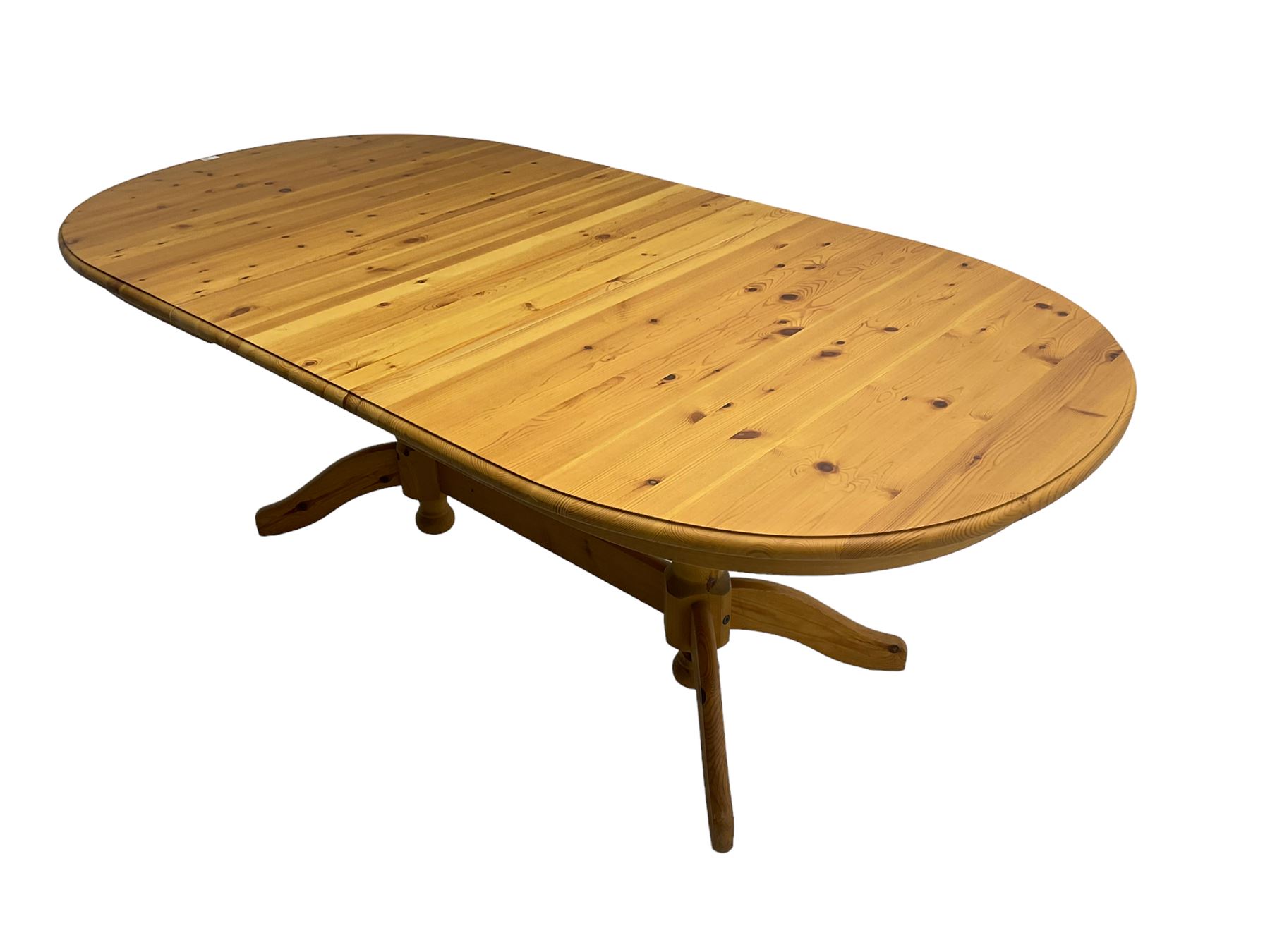 Pine extending dining table with additional leaf - Image 4 of 7