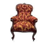 Late 19th century mahogany framed spoonback armchair