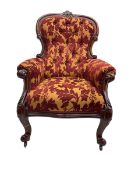 Late 19th century mahogany framed spoonback armchair