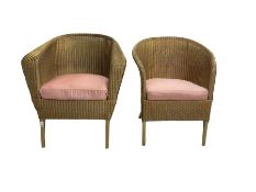 Lloyd Loom - two cane-work armchairs