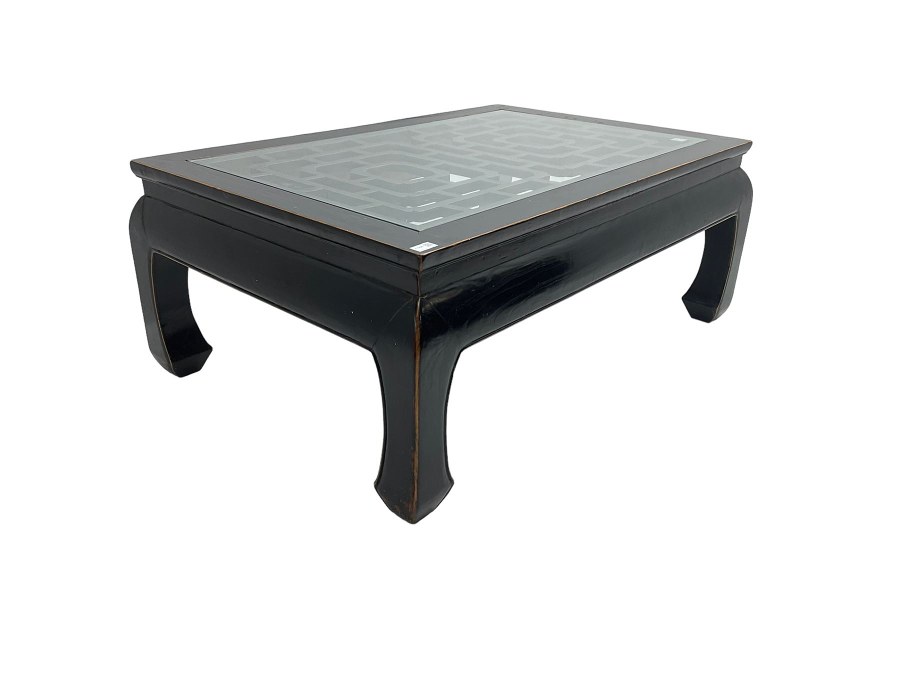 Chinese ebonised rectangular coffee table - Image 3 of 6