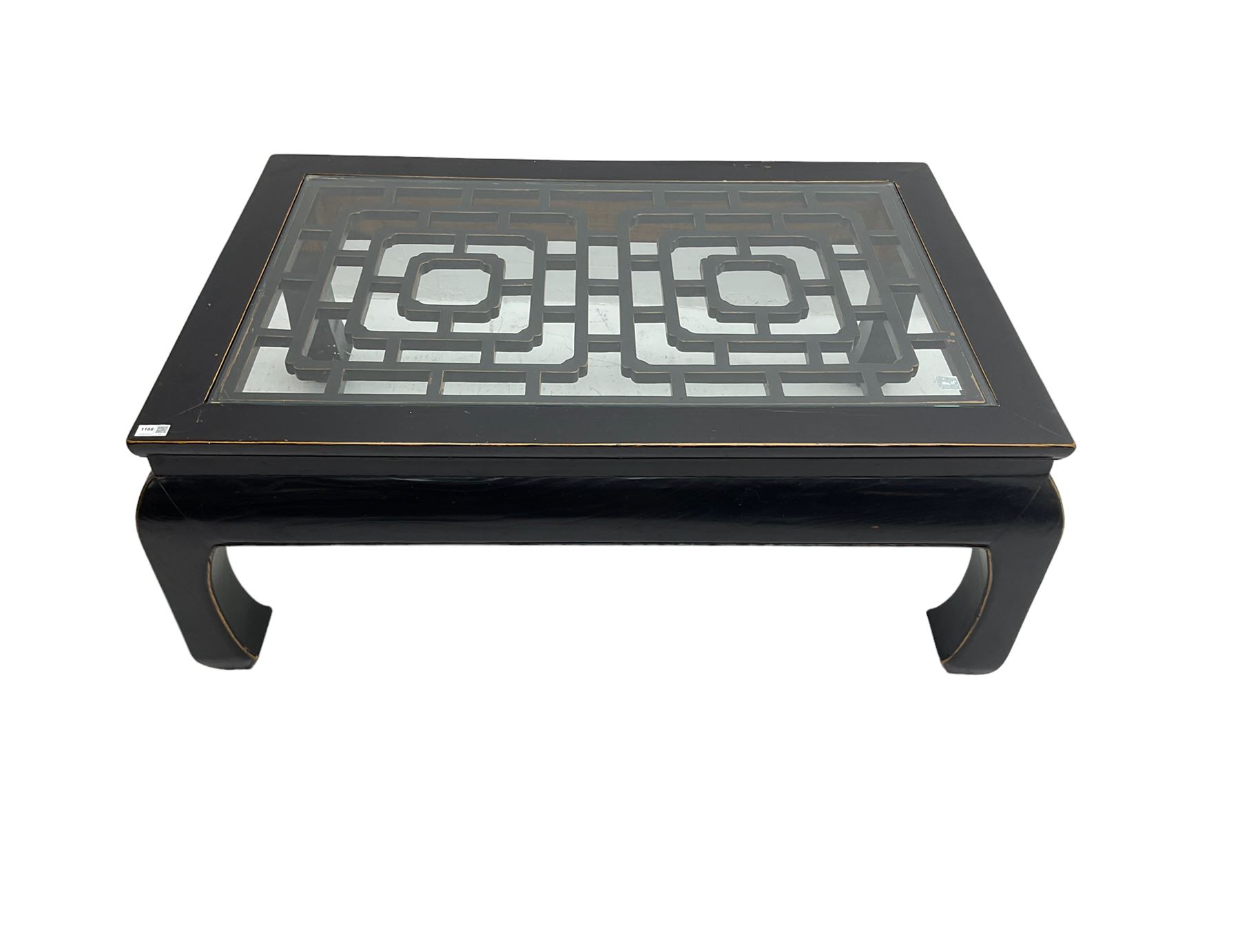 Chinese ebonised rectangular coffee table - Image 2 of 6