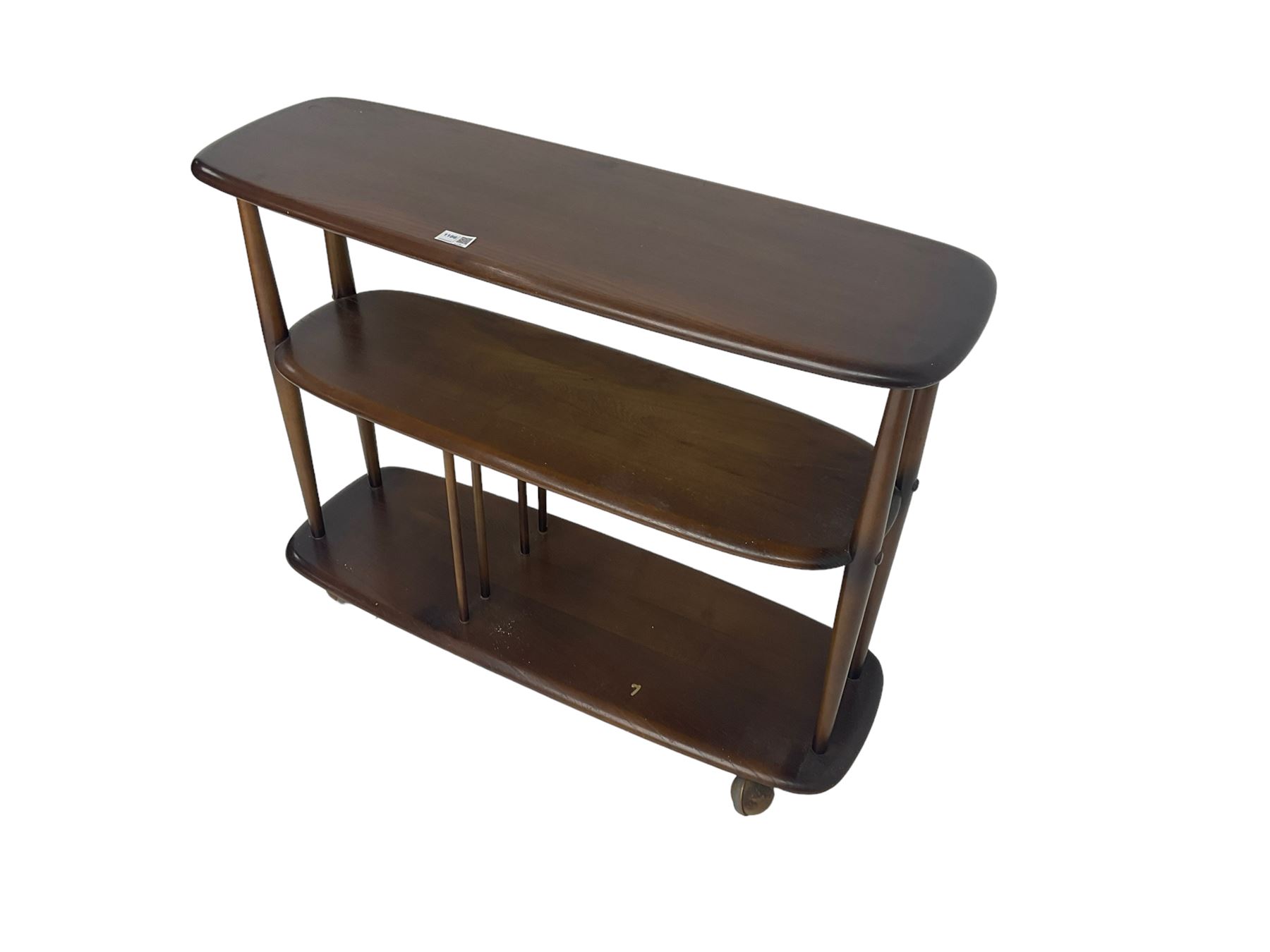 Ercol - elm and beech three tier stand on castors - Image 6 of 6