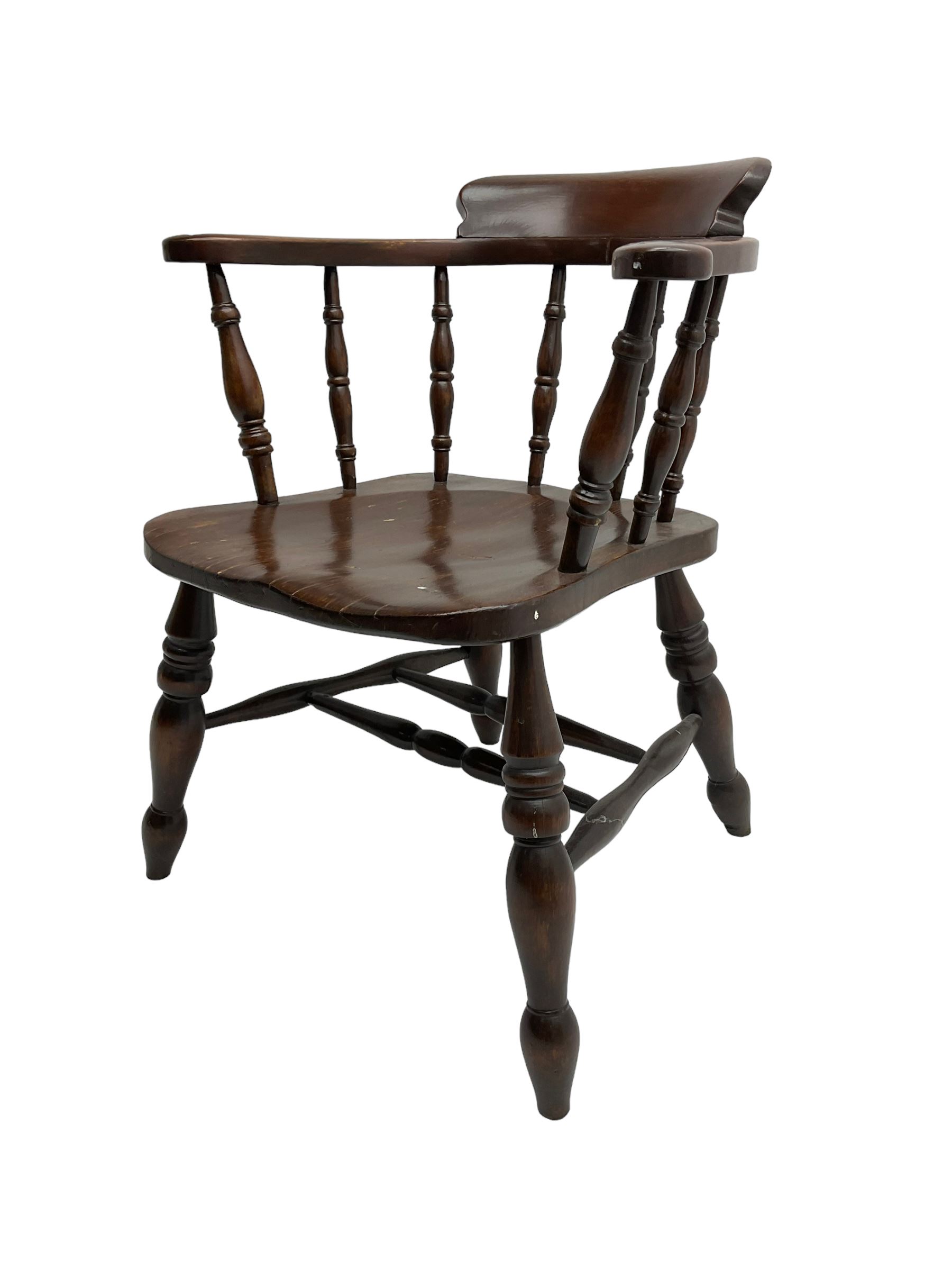 20th century elm and beech Captain's elbow chair - Image 3 of 6