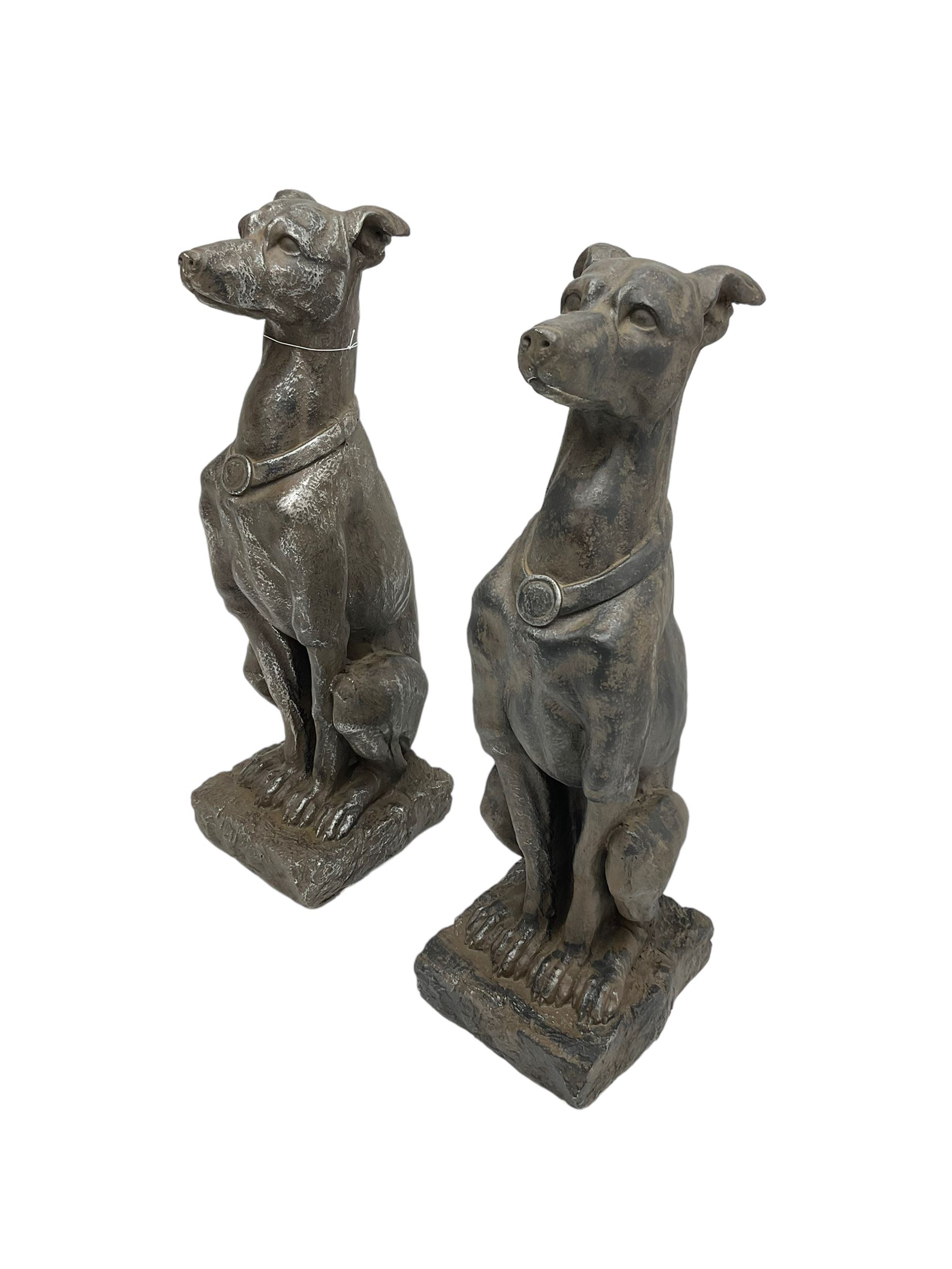 Pair composite seated greyhound garden figures - Image 2 of 5