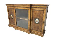 Victorian figured walnut break-front credenza