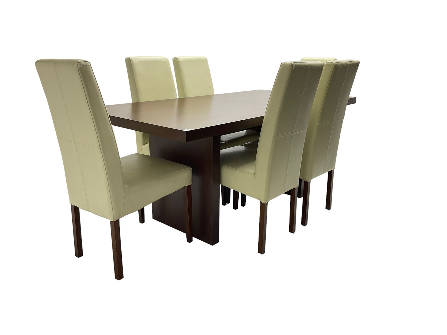 Oak rectangular dining table (W180cm D90cm H78cm); and set six high back dining chairs - Image 2 of 5