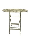 Washed white finish metal garden folding table