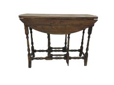 17th century design oak oval drop leaf table