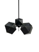 Black finish three branch light fitting