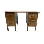 Early to mid-20th century oak twin pedestal desk