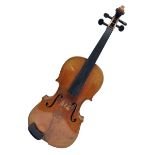 German violin c1900 for re-assembly with 36cm two-piece maple back and ribs and spruce top; L59cm; i