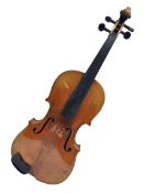 German violin c1900 for re-assembly with 36cm two-piece maple back and ribs and spruce top; L59cm; i