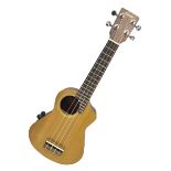 Eleuke EASC-S solid spruce top soprano electric cutaway ukulele L51cm; in carrying case