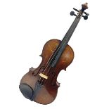 German trade violin c1900 with 35.5cm two-piece maple back and spruce top; bears label 'Made in Germ