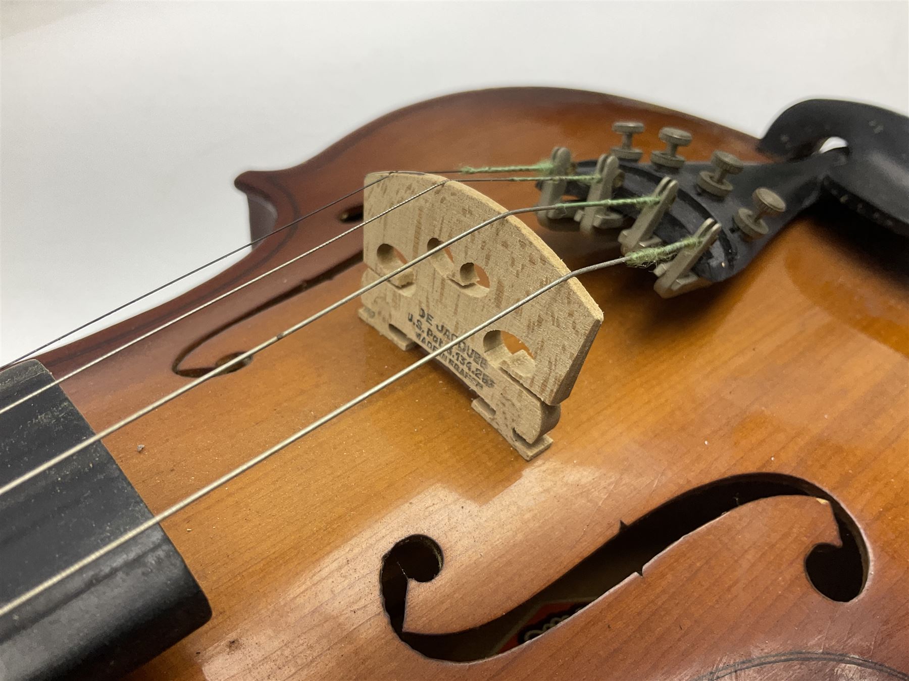 Chinese Parrot violin with 35.5cm two-piece back; L59.5cm in carrying case; and early 20th century G - Image 28 of 34