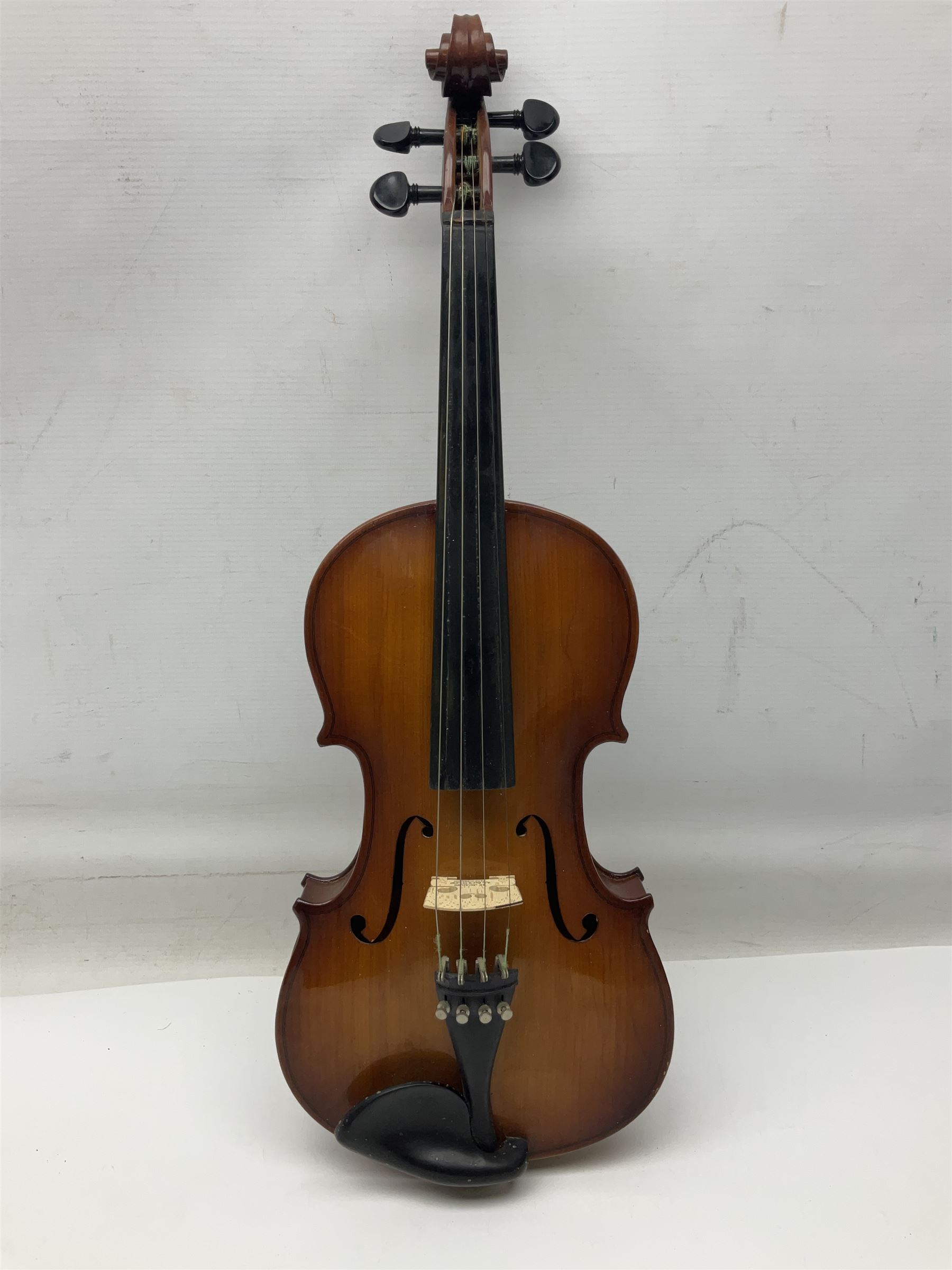 Chinese Parrot violin with 35.5cm two-piece back; L59.5cm in carrying case; and early 20th century G - Image 17 of 34