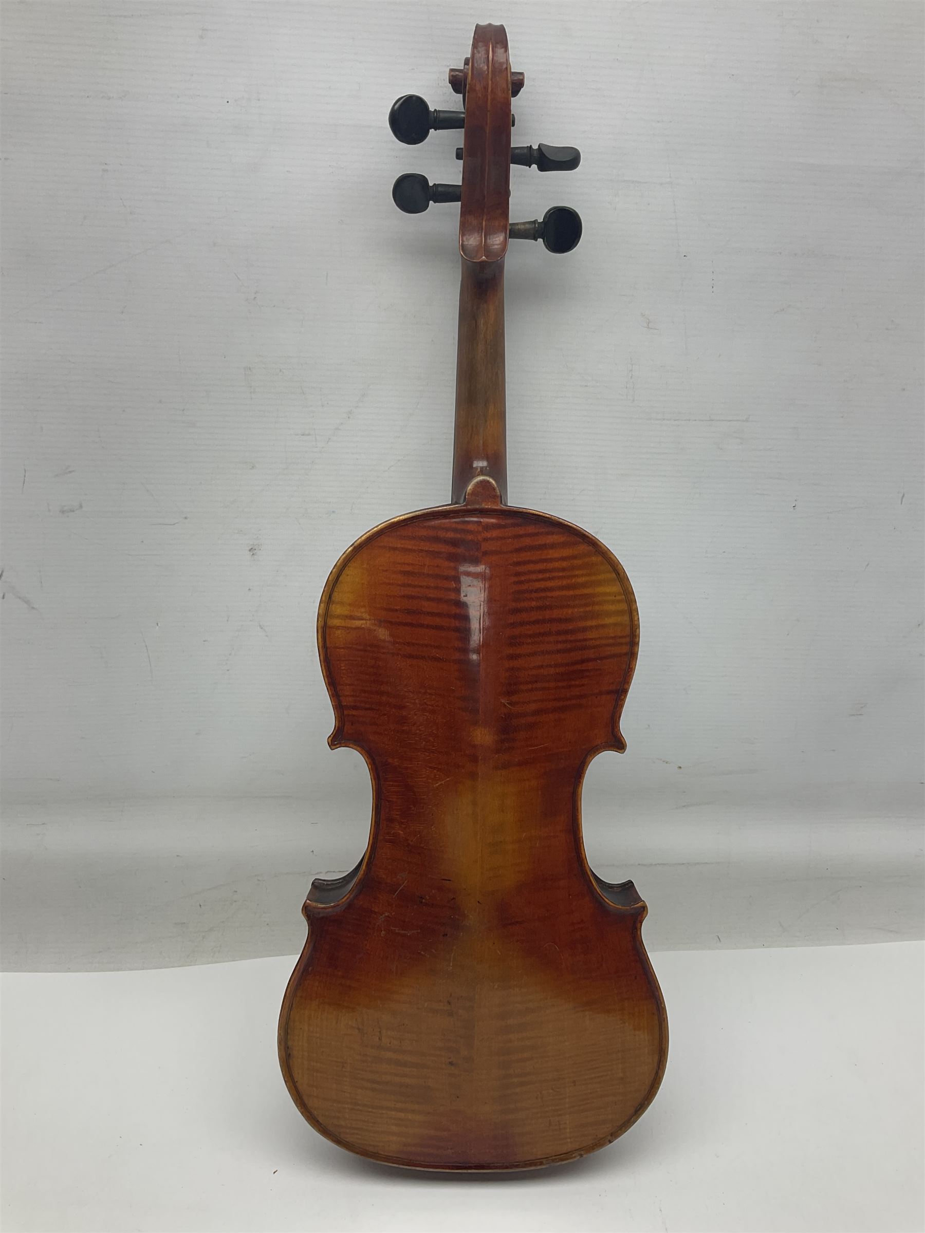 Saxony violin c1890 with 35.5cm two-piece maple back and ribs and spruce top L59cm overall; in carry - Image 3 of 15