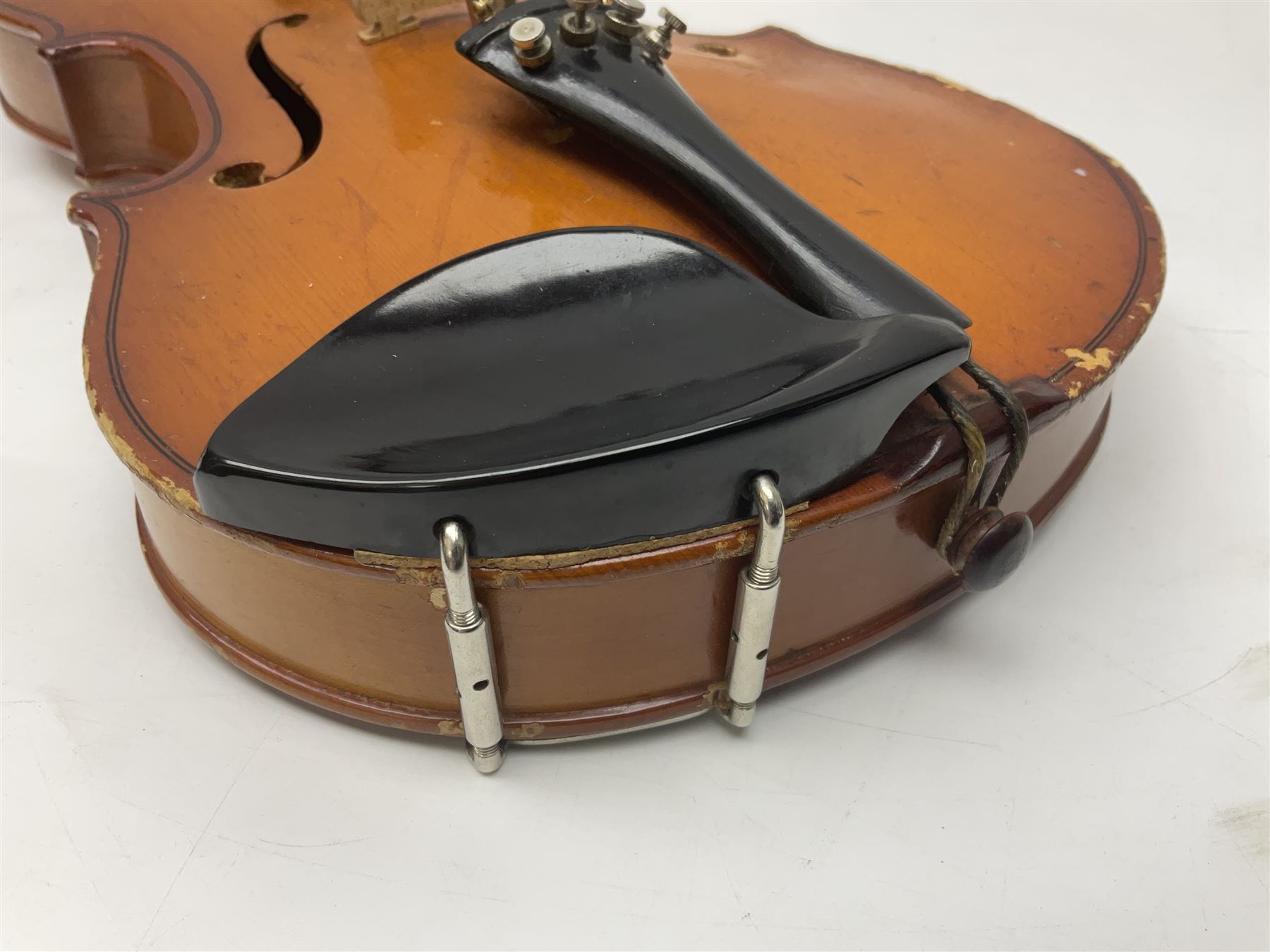 Four Chinese graduated violins - full size with 35.5cm two-piece back; three-quarter size with 33.5c - Image 9 of 34