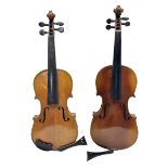 German Saxony three-quarter size violin c1900 with 33cm two-piece maple back and ribs and spruce top