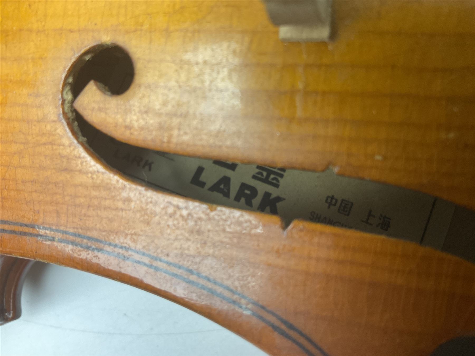 Four Chinese graduated violins - full size with 35.5cm two-piece back; three-quarter size with 33.5c - Image 25 of 34