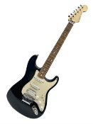 Mexican Fender Stratocaster electric guitar in black c2003 with Floyd Rose tremolo system