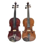 German violin c1900 with 36cm two-piece maple back and ribs and spruce top L59.5cm overall; and Germ