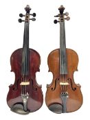 German violin c1900 with 36cm two-piece maple back and ribs and spruce top L59.5cm overall; and Germ