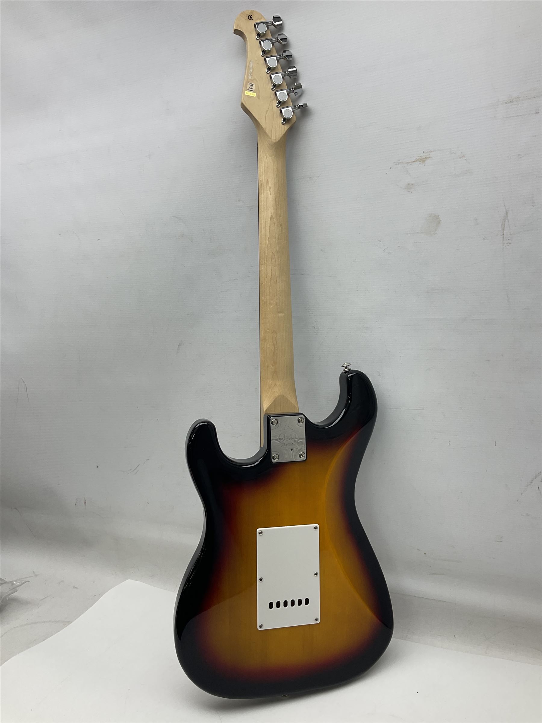 J & D Guitars cut-away electric six-string guitar with three-colour sunburst finish L99cm; in carryi - Image 5 of 26