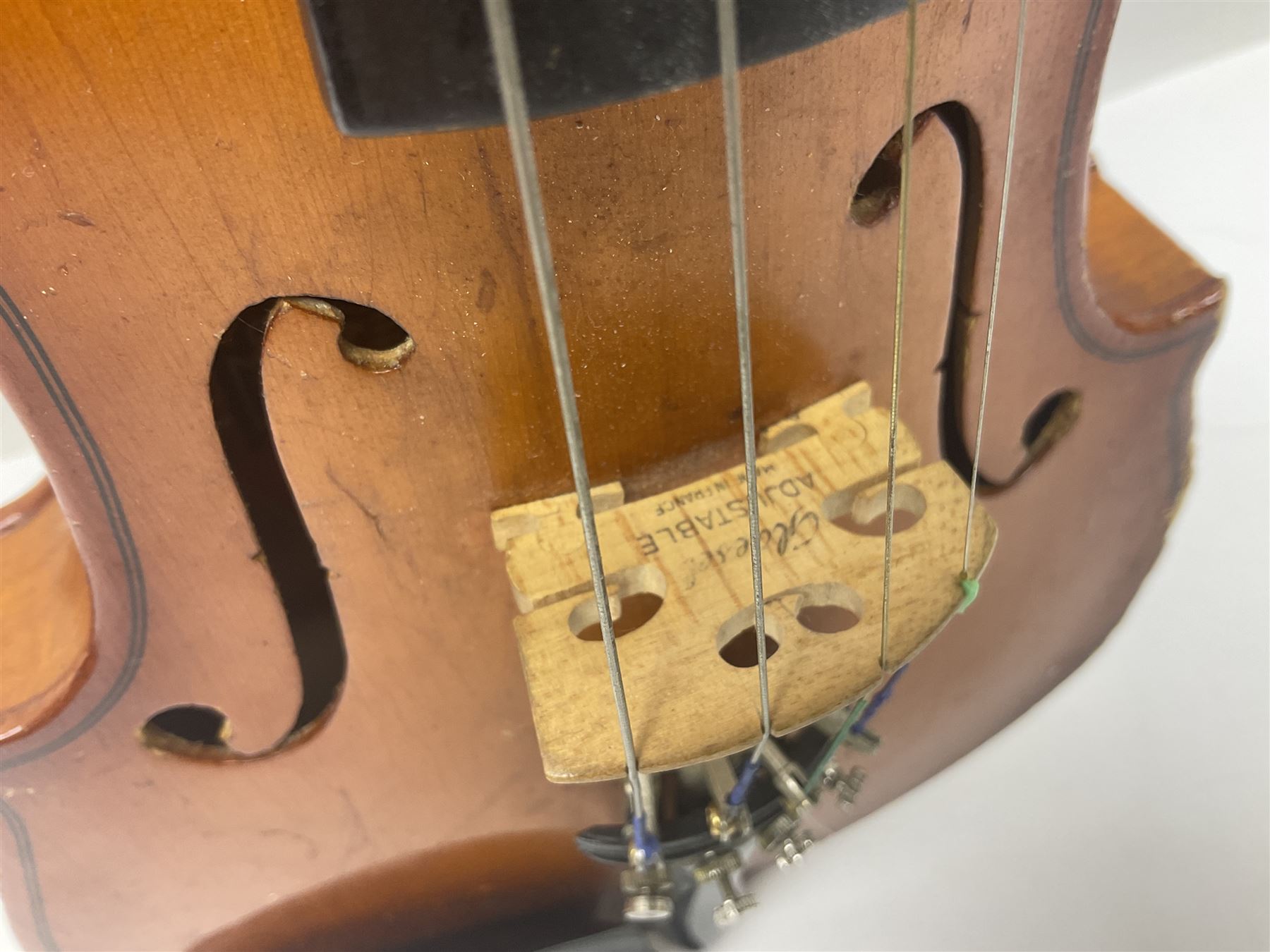 Four Chinese graduated violins - full size with 35.5cm two-piece back; three-quarter size with 33.5c - Image 5 of 34