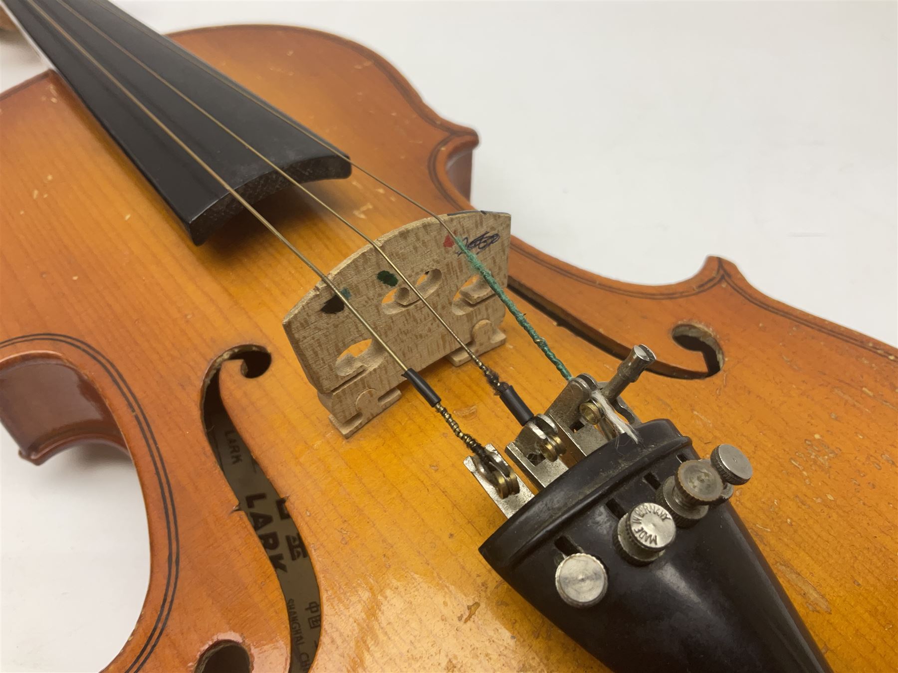 Four Chinese graduated violins - full size with 35.5cm two-piece back; three-quarter size with 33.5c - Image 24 of 34