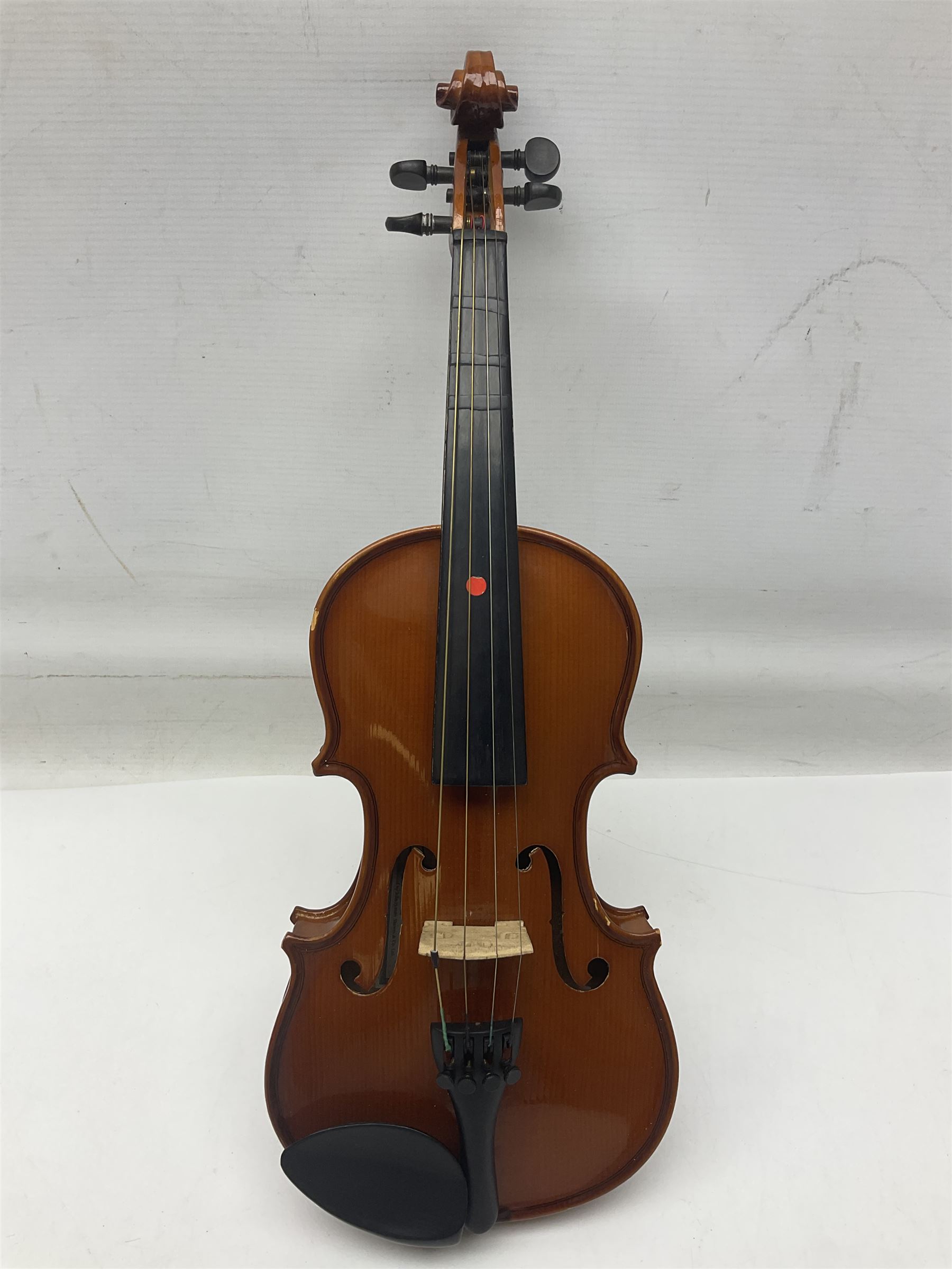 Four Chinese graduated violins - full size with 35.5cm two-piece back; three-quarter size with 33.5c - Image 11 of 34