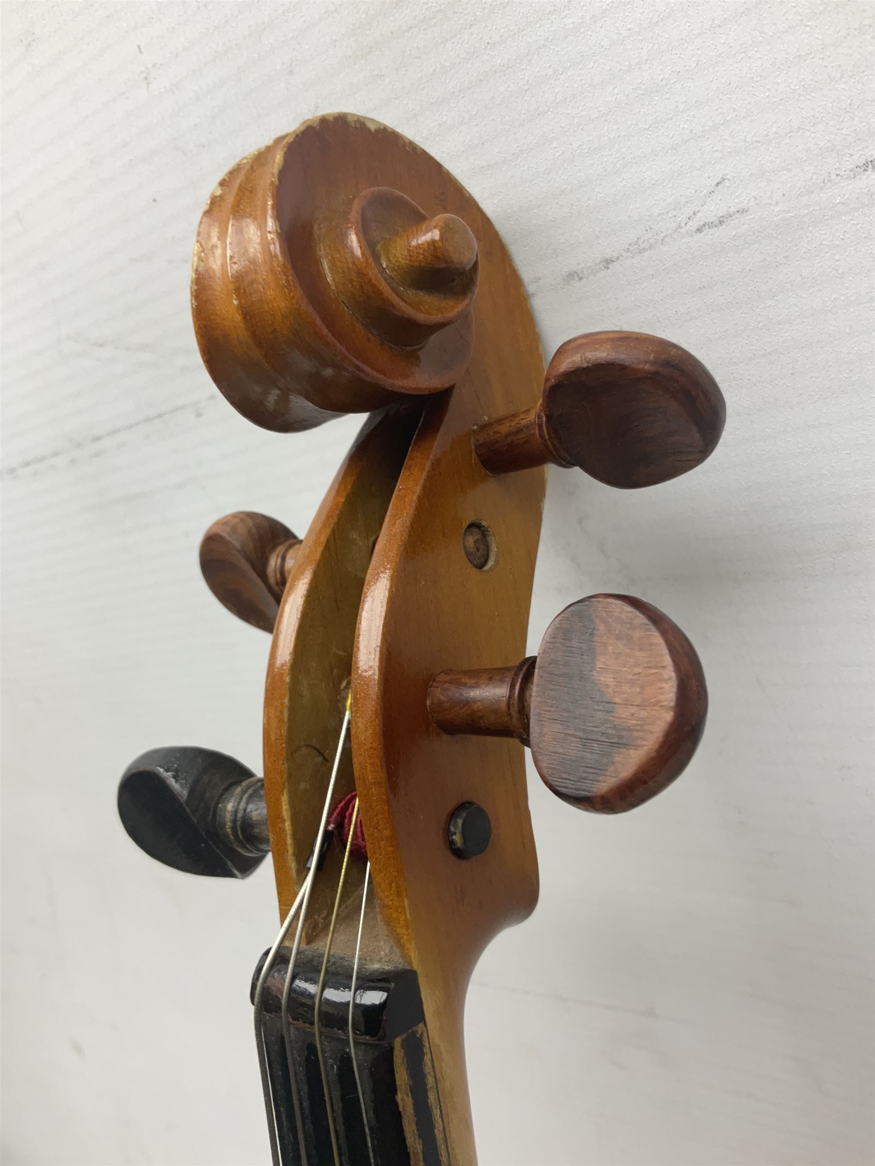 Four Chinese graduated violins - full size with 35.5cm two-piece back; three-quarter size with 33.5c - Image 8 of 34