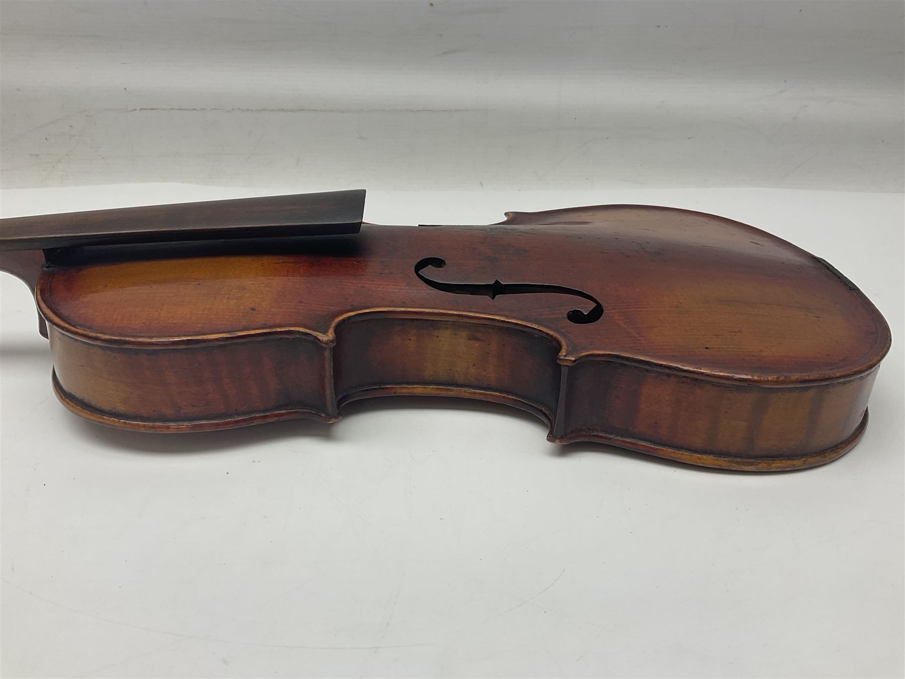 Saxony violin c1890 with 35.5cm two-piece maple back and ribs and spruce top L59cm overall; in carry - Image 6 of 15