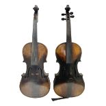 Two German violins c1890 for completion - one bearing a Stradivarius label