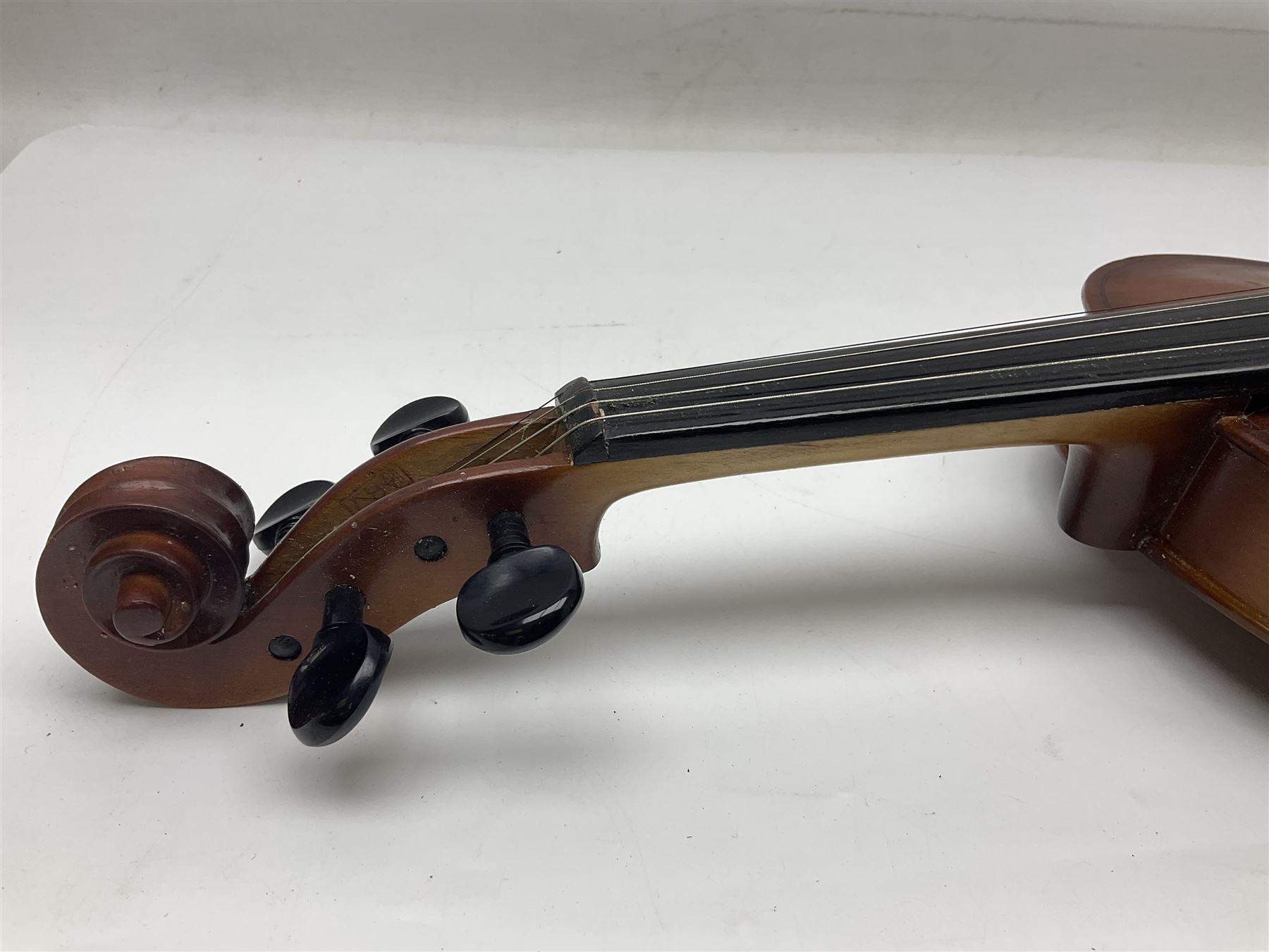 Chinese Parrot violin with 35.5cm two-piece back; L59.5cm in carrying case; and early 20th century G - Image 33 of 34