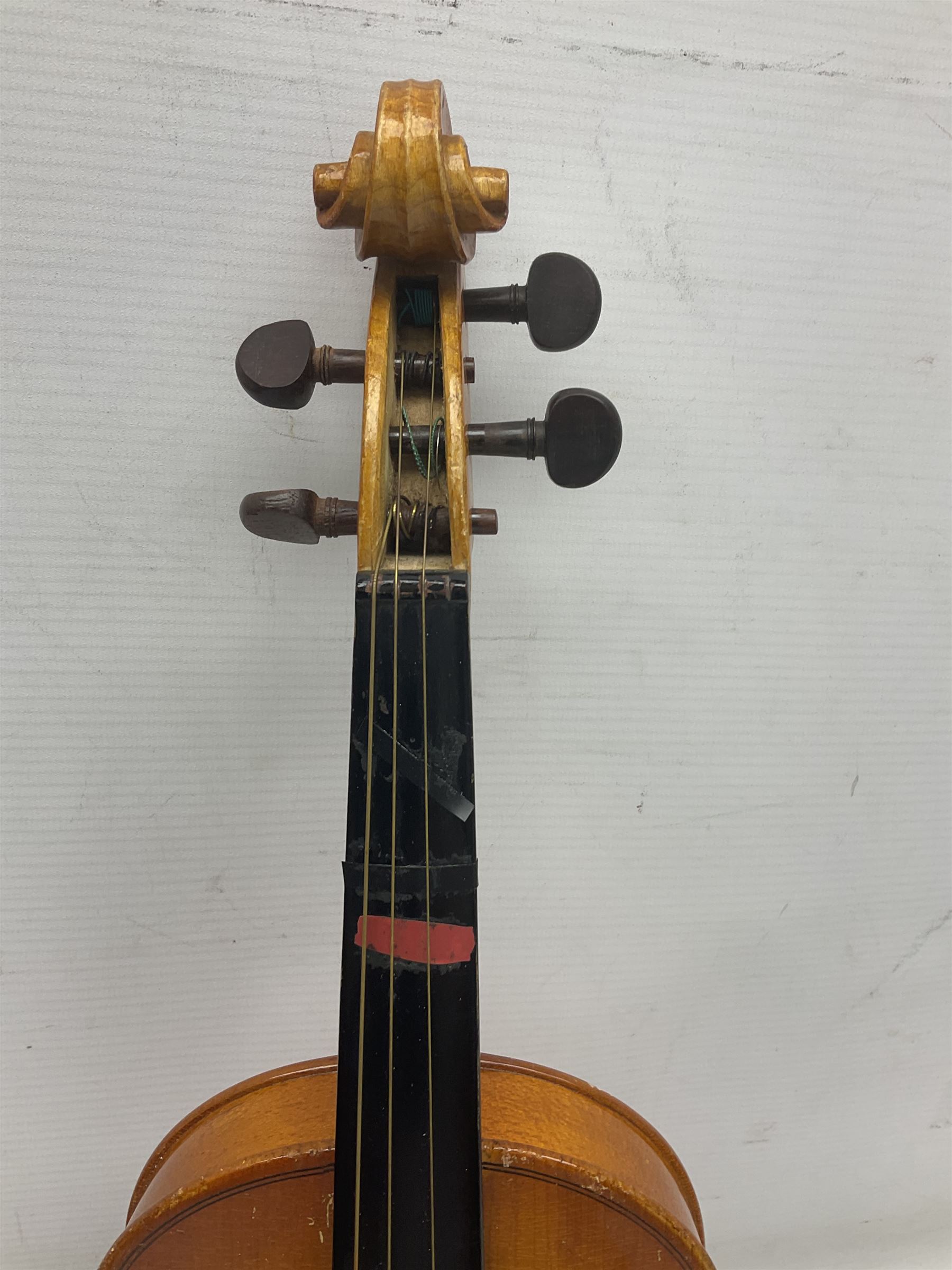 Four Chinese graduated violins - full size with 35.5cm two-piece back; three-quarter size with 33.5c - Image 28 of 34