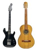 Encore black electric cut-away guitar L96cm; and Spanish Victor Garcia model 187 acoustic guitar