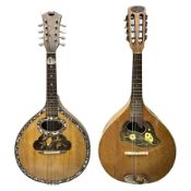 Italian eight-string mandolin with maple back and ribs and spruce top with inlaid floral marquetry p