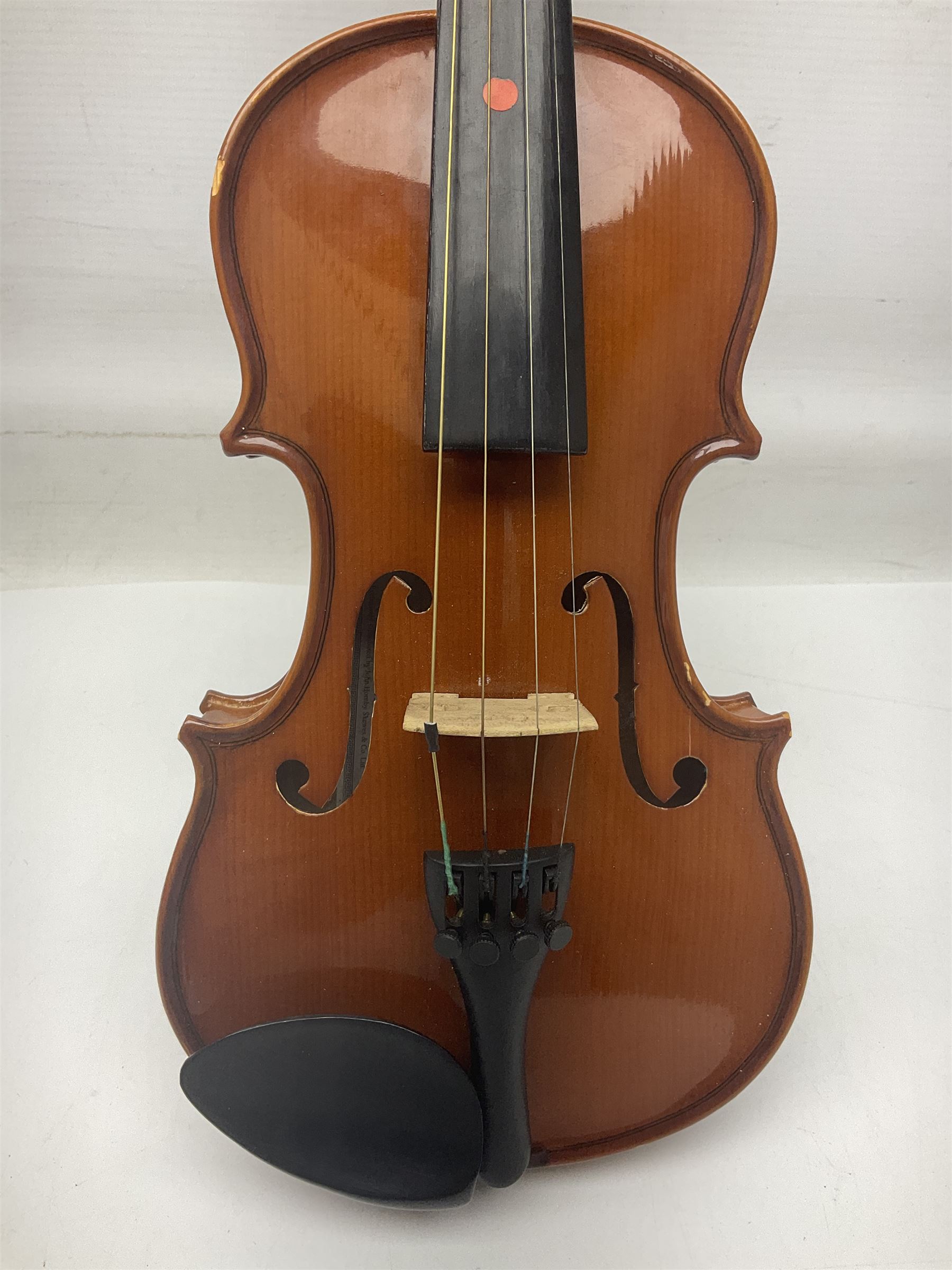 Four Chinese graduated violins - full size with 35.5cm two-piece back; three-quarter size with 33.5c - Image 12 of 34