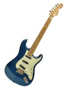 Fender Stratocaster style electric guitar in metallic blue with Rio Grande pick-ups and Fender back-
