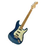 Fender Stratocaster style electric guitar in metallic blue with Rio Grande pick-ups and Fender back-