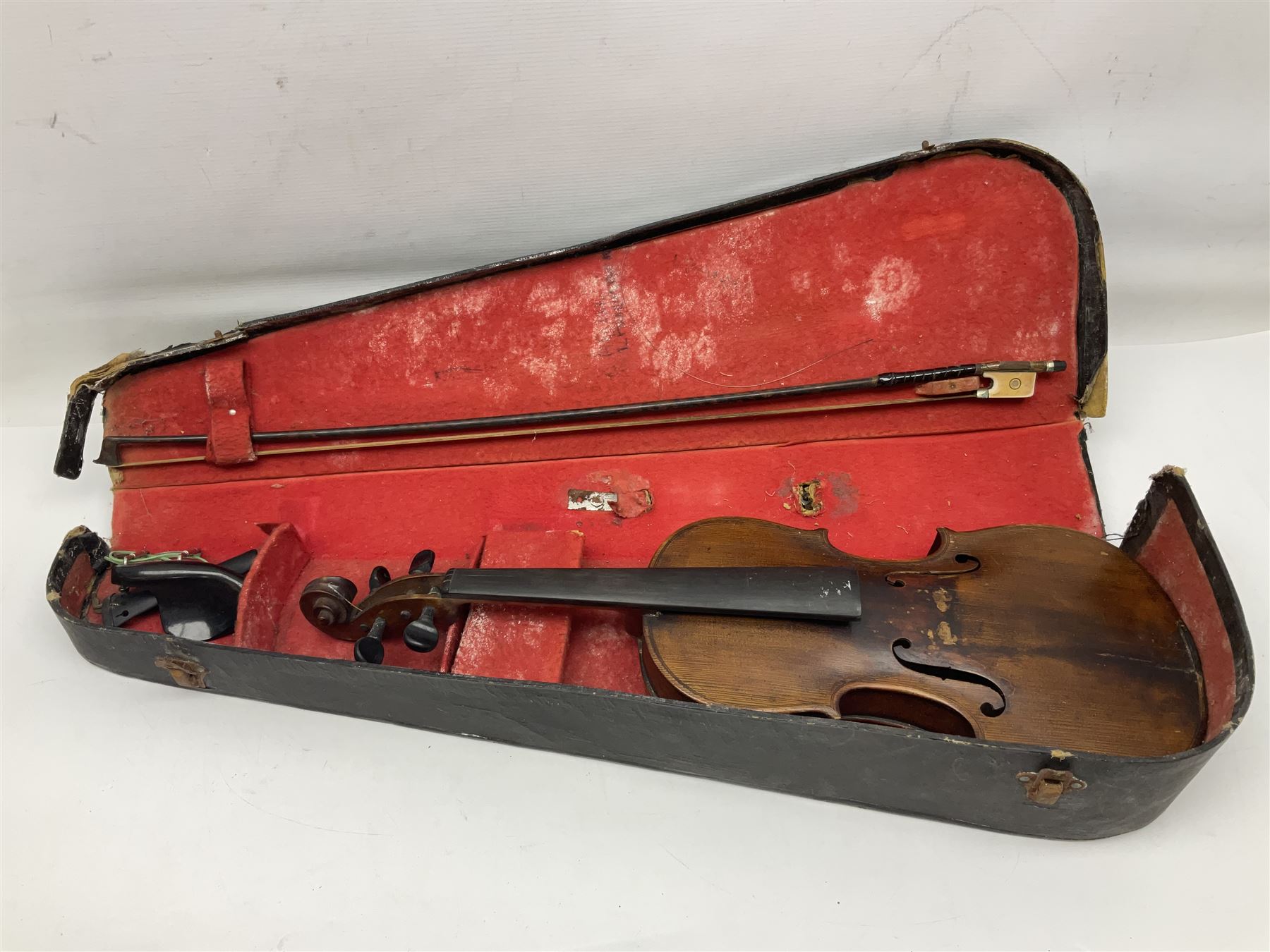 Chinese Parrot violin with 35.5cm two-piece back; L59.5cm in carrying case; and early 20th century G - Image 3 of 34