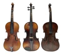Czechoslovakian violin for completion c1920 with 36cm two-piece maple back and ribs and spruce top L