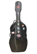 Velvet lined fibreglass double bass case H200cm