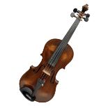 German trade violin c1900 the 36cm two-piece maple back impressed 'Stainer'