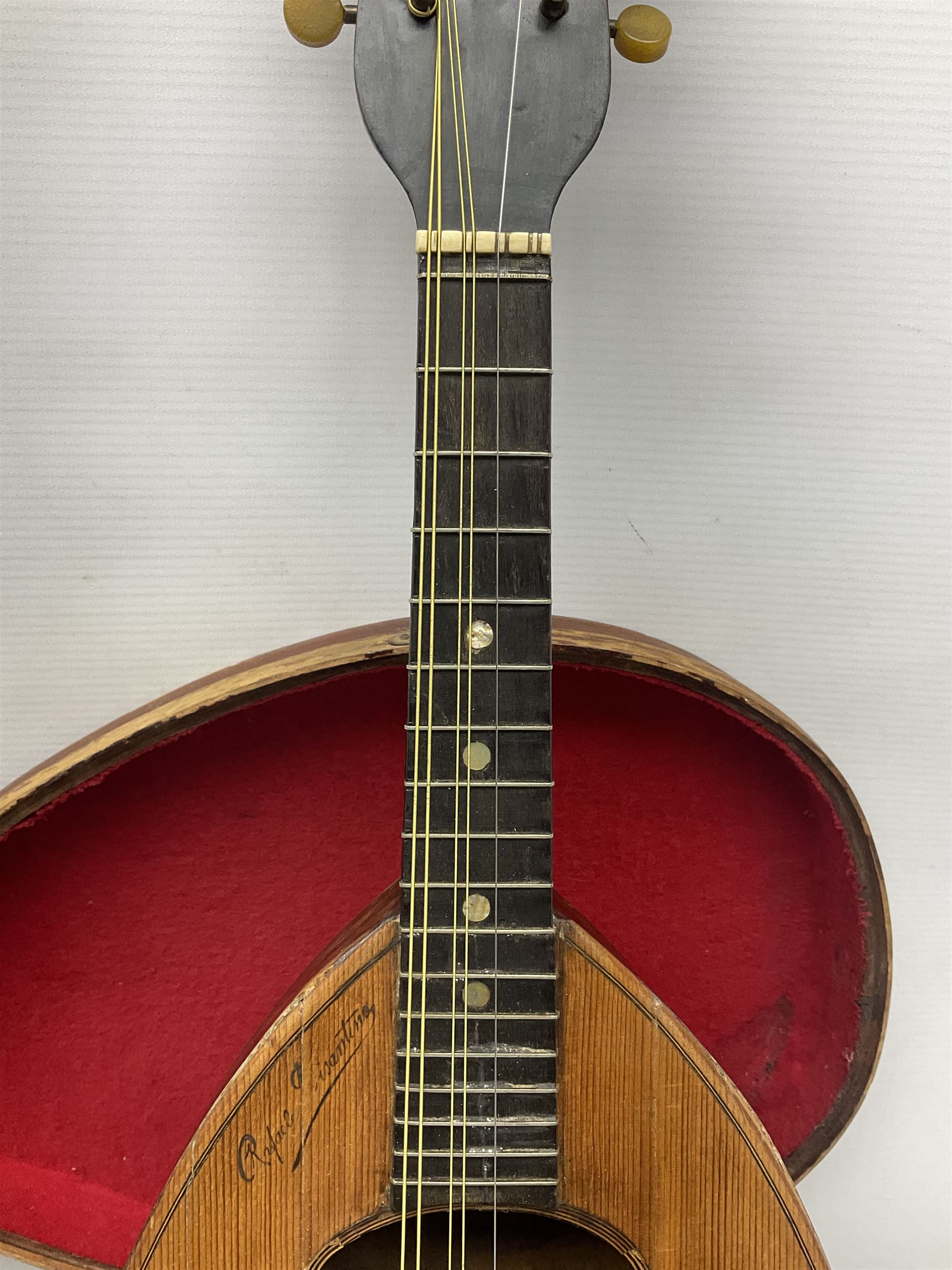 Early 20th century Italian Rafaele Disantino eight-string mandolin with two-piece back and spruce to - Image 4 of 14