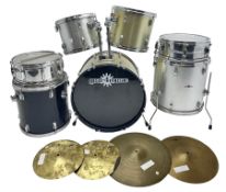 Composite seven-piece drum kit by various makers including Gear4Music