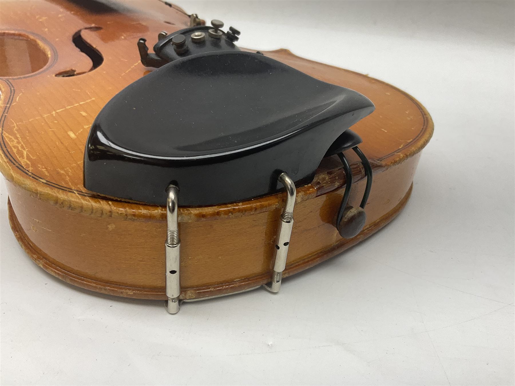 Four Chinese graduated violins - full size with 35.5cm two-piece back; three-quarter size with 33.5c - Image 32 of 34