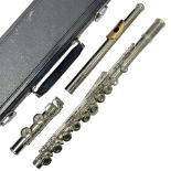 Earlham silver plated three-piece flute